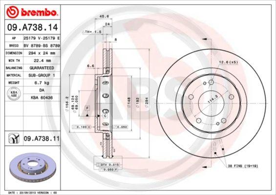 A.B.S. 09.A738.11 - Disque de frein cwaw.fr