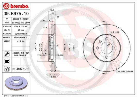 A.B.S. 09.B975.11 - Disque de frein cwaw.fr