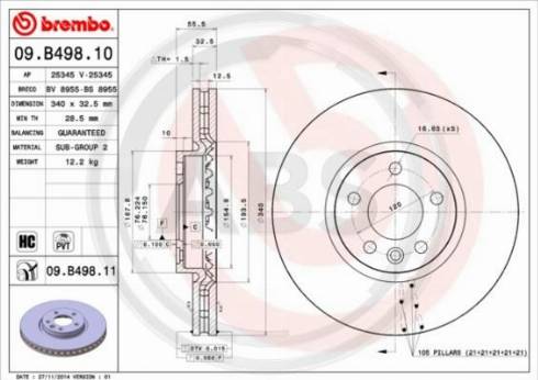 A.B.S. 09.B498.10 - Disque de frein cwaw.fr