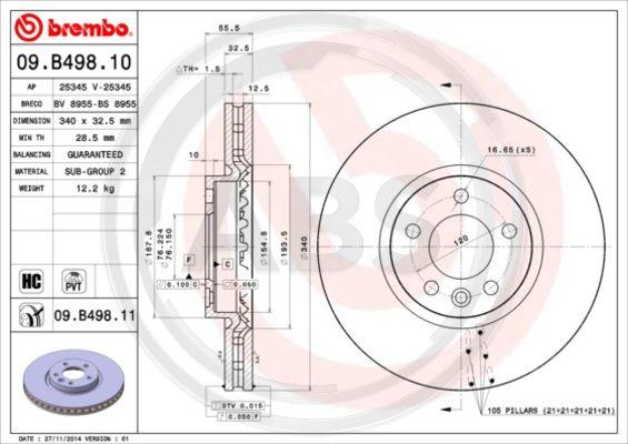 A.B.S. 09.B498.11 - Disque de frein cwaw.fr