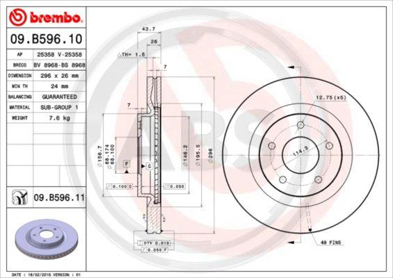 A.B.S. 09.B596.11 - Disque de frein cwaw.fr