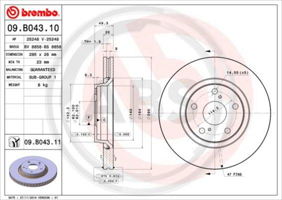 A.B.S. 09.B043.11 - Disque de frein cwaw.fr