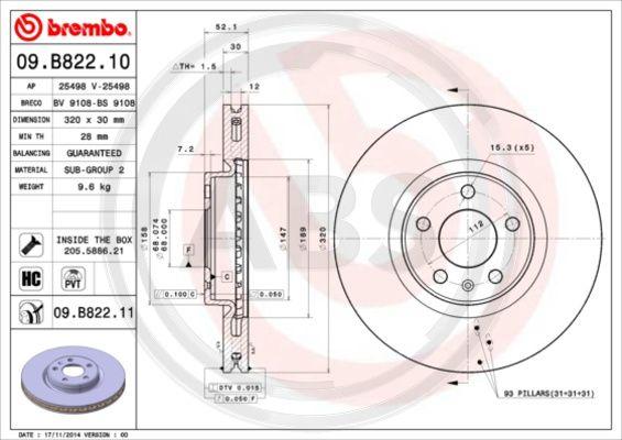 A.B.S. 09.B822.11 - Disque de frein cwaw.fr