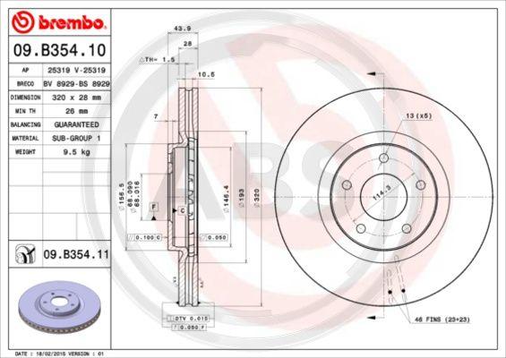 A.B.S. 09.B354.10 - Disque de frein cwaw.fr