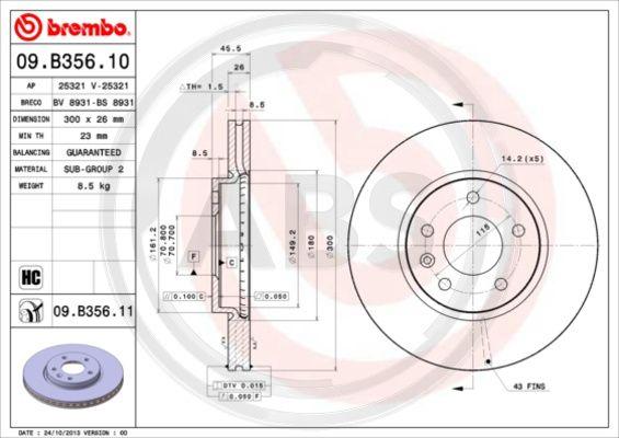 A.B.S. 09.B356.11 - Disque de frein cwaw.fr