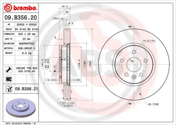 A.B.S. 09.B356.21 - Disque de frein cwaw.fr