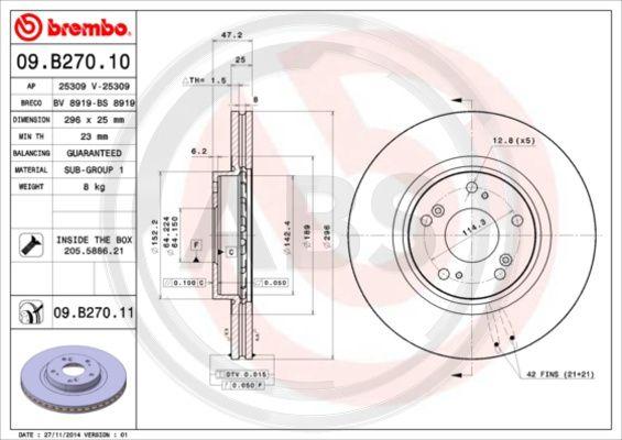 A.B.S. 09.B270.11 - Disque de frein cwaw.fr