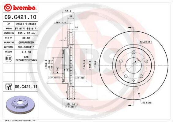 A.B.S. 09.C421.11 - Disque de frein cwaw.fr