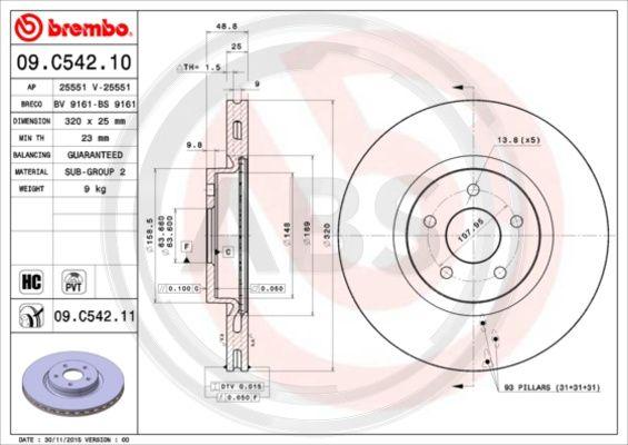 A.B.S. 09.C542.11 - Disque de frein cwaw.fr