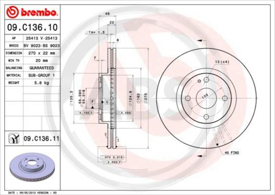 A.B.S. 09.C136.11 - Disque de frein cwaw.fr