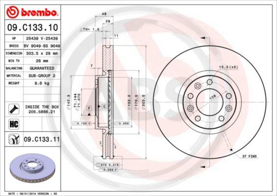 A.B.S. 09.C133.11 - Disque de frein cwaw.fr