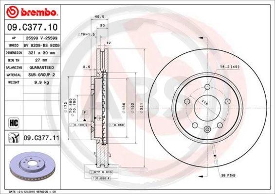 A.B.S. 09.C377.11 - Disque de frein cwaw.fr