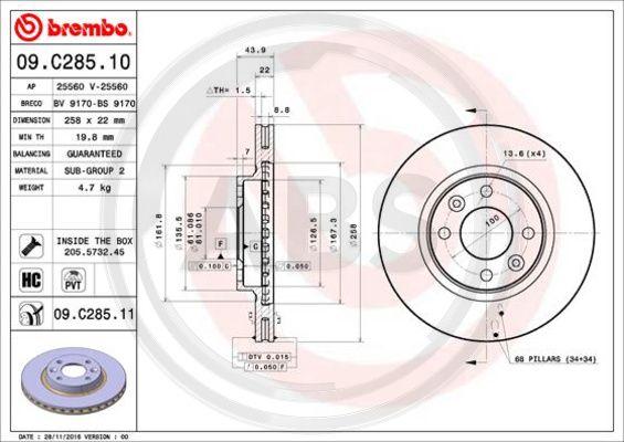 A.B.S. 09.C285.11 - Disque de frein cwaw.fr