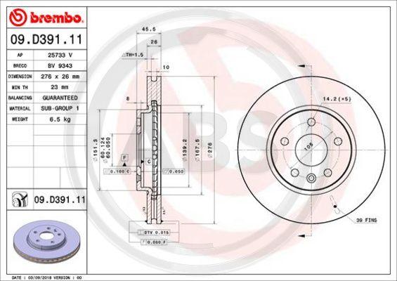 A.B.S. 09.D391.11 - Disque de frein cwaw.fr