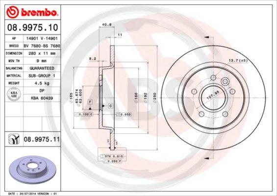 A.B.S. 08.9975.11 - Disque de frein cwaw.fr