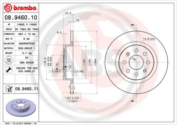 A.B.S. 08.9460.11 - Disque de frein cwaw.fr