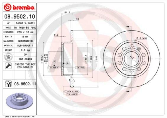 A.B.S. 08.9502.11 - Disque de frein cwaw.fr