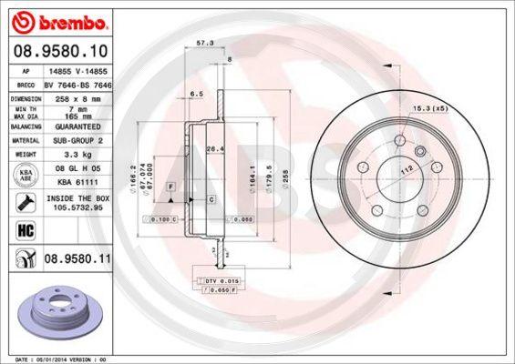 A.B.S. 08.9580.11 - Disque de frein cwaw.fr