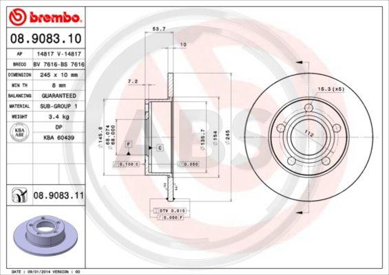 A.B.S. 08.9083.11 - Disque de frein cwaw.fr