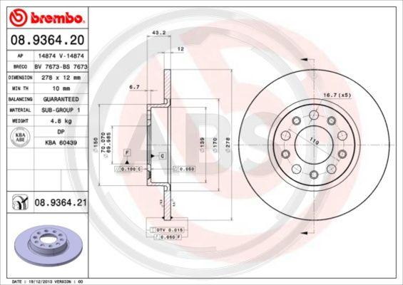 A.B.S. 08.9364.21 - Disque de frein cwaw.fr