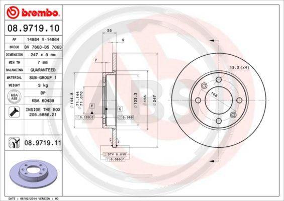 A.B.S. 08.9719.11 - Disque de frein cwaw.fr