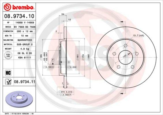 A.B.S. 08.9734.11 - Disque de frein cwaw.fr