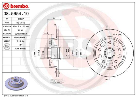 A.B.S. 08.5954.10 - Disque de frein cwaw.fr