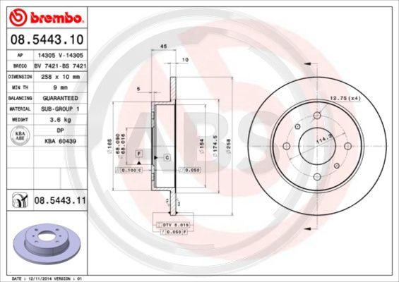 A.B.S. 08.5443.10 - Disque de frein cwaw.fr