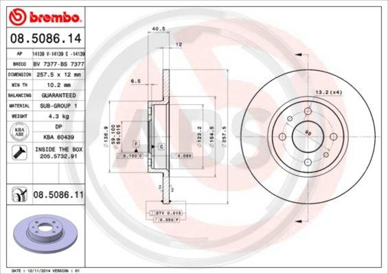 A.B.S. 08.5086.11 - Disque de frein cwaw.fr