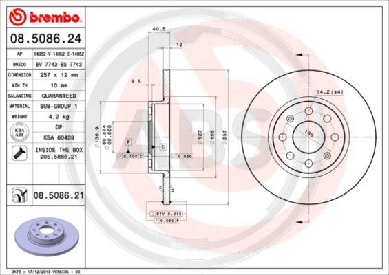 A.B.S. 08.5086.21 - Disque de frein cwaw.fr