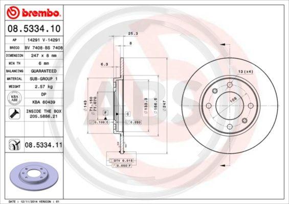 A.B.S. 08.5334.10 - Disque de frein cwaw.fr