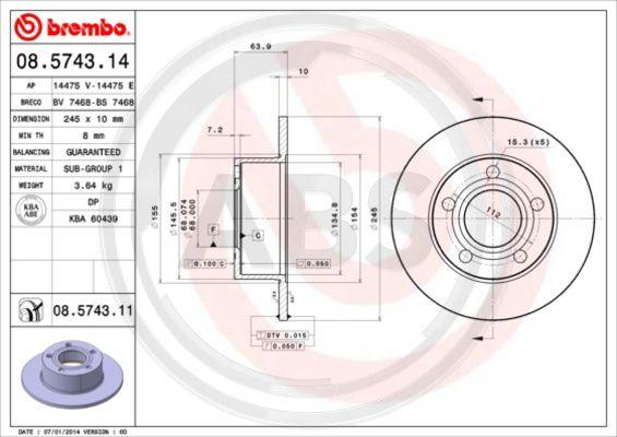 A.B.S. 08.5743.11 - Disque de frein cwaw.fr