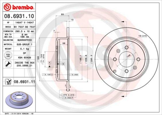 A.B.S. 08.6931.11 - Disque de frein cwaw.fr