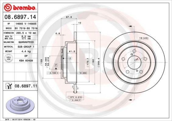 A.B.S. 08.6897.11 - Disque de frein cwaw.fr