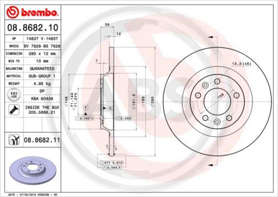 A.B.S. 08.8682.11 - Disque de frein cwaw.fr