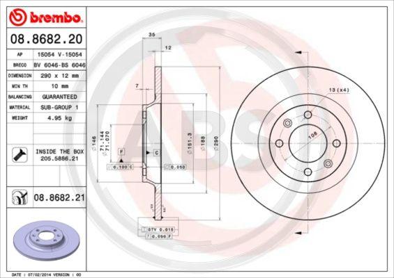 A.B.S. 08.8682.21 - Disque de frein cwaw.fr