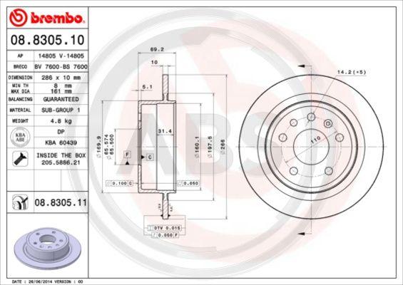 A.B.S. 08.8305.11 - Disque de frein cwaw.fr