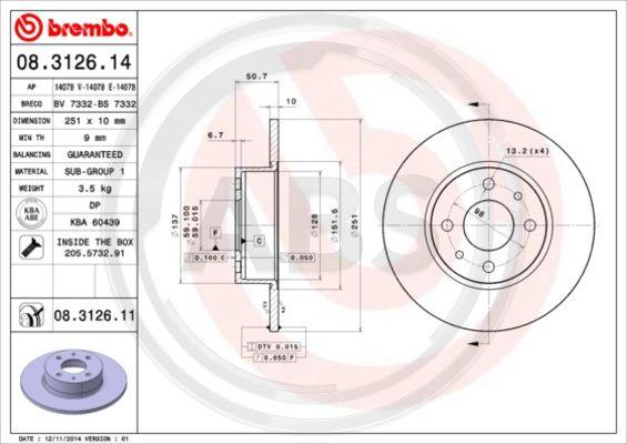 A.B.S. 08.3126.11 - Disque de frein cwaw.fr