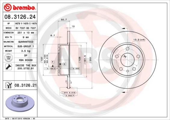 A.B.S. 08.3126.21 - Disque de frein cwaw.fr