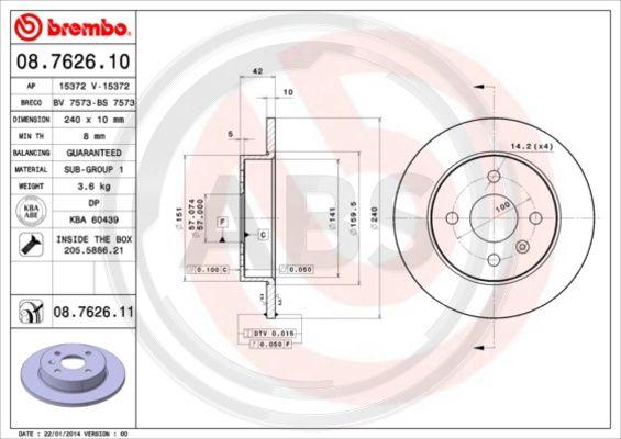 A.B.S. 08.7626.11 - Disque de frein cwaw.fr