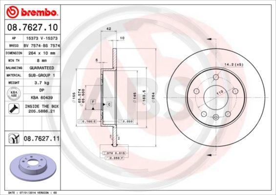 A.B.S. 08.7627.11 - Disque de frein cwaw.fr