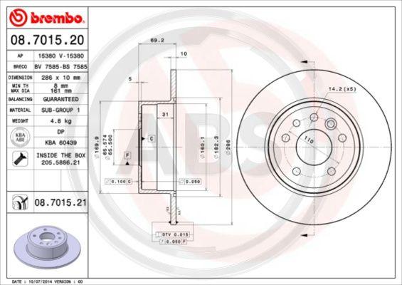 A.B.S. 08.7015.21 - Disque de frein cwaw.fr