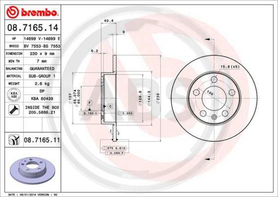 A.B.S. 08.7165.11 - Disque de frein cwaw.fr