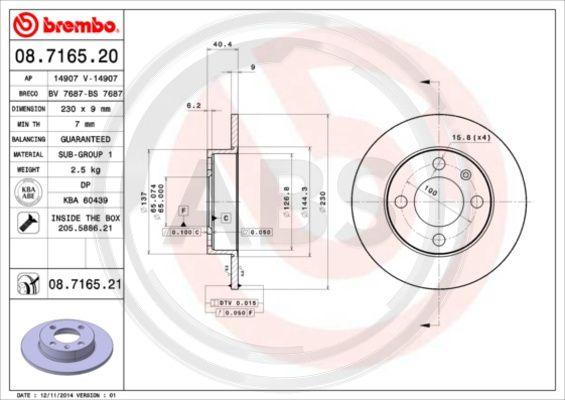 A.B.S. 08.7165.21 - Disque de frein cwaw.fr