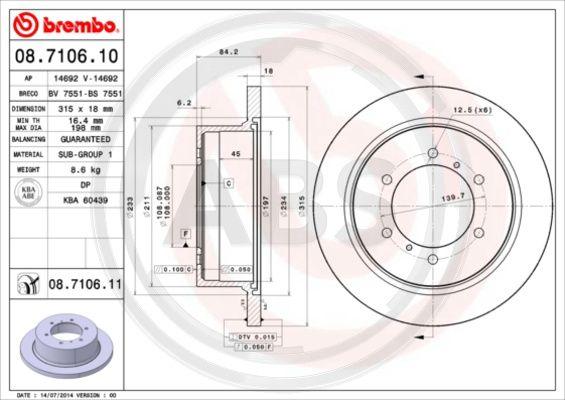 A.B.S. 08.7106.10 - Disque de frein cwaw.fr