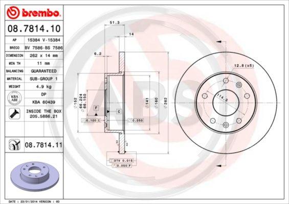 A.B.S. 08.7814.10 - Disque de frein cwaw.fr