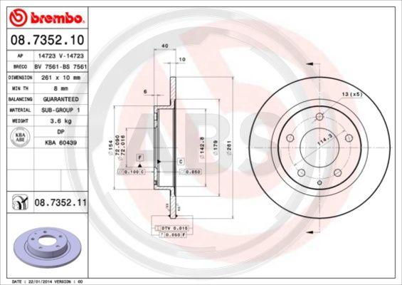 A.B.S. 08.7352.11 - Disque de frein cwaw.fr