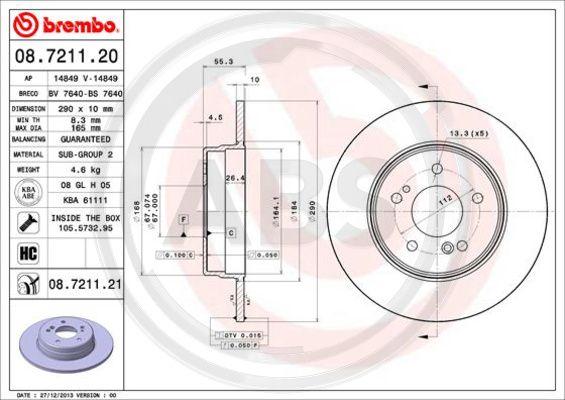 A.B.S. 08.7211.21 - Disque de frein cwaw.fr