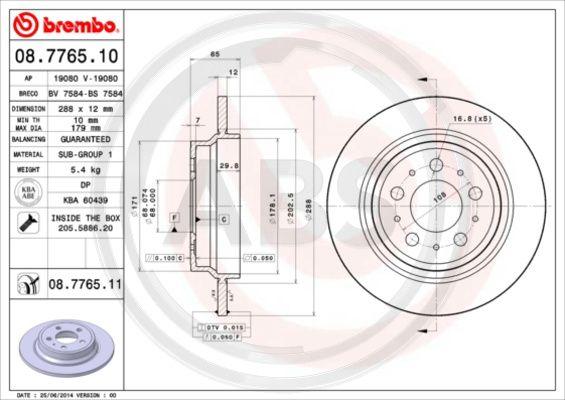 A.B.S. 08.7765.11 - Disque de frein cwaw.fr