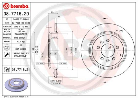 A.B.S. 08.7716.21 - Disque de frein cwaw.fr